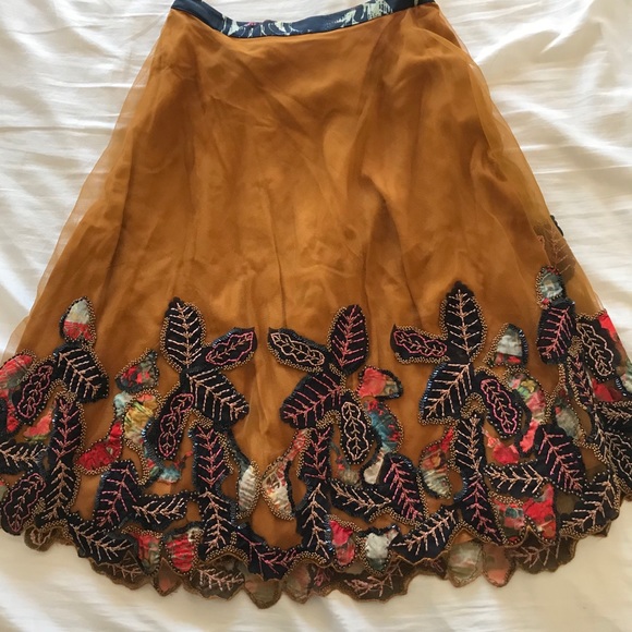 NWT Anthropologie beaded midi skirt 0 - Picture 4 of 6